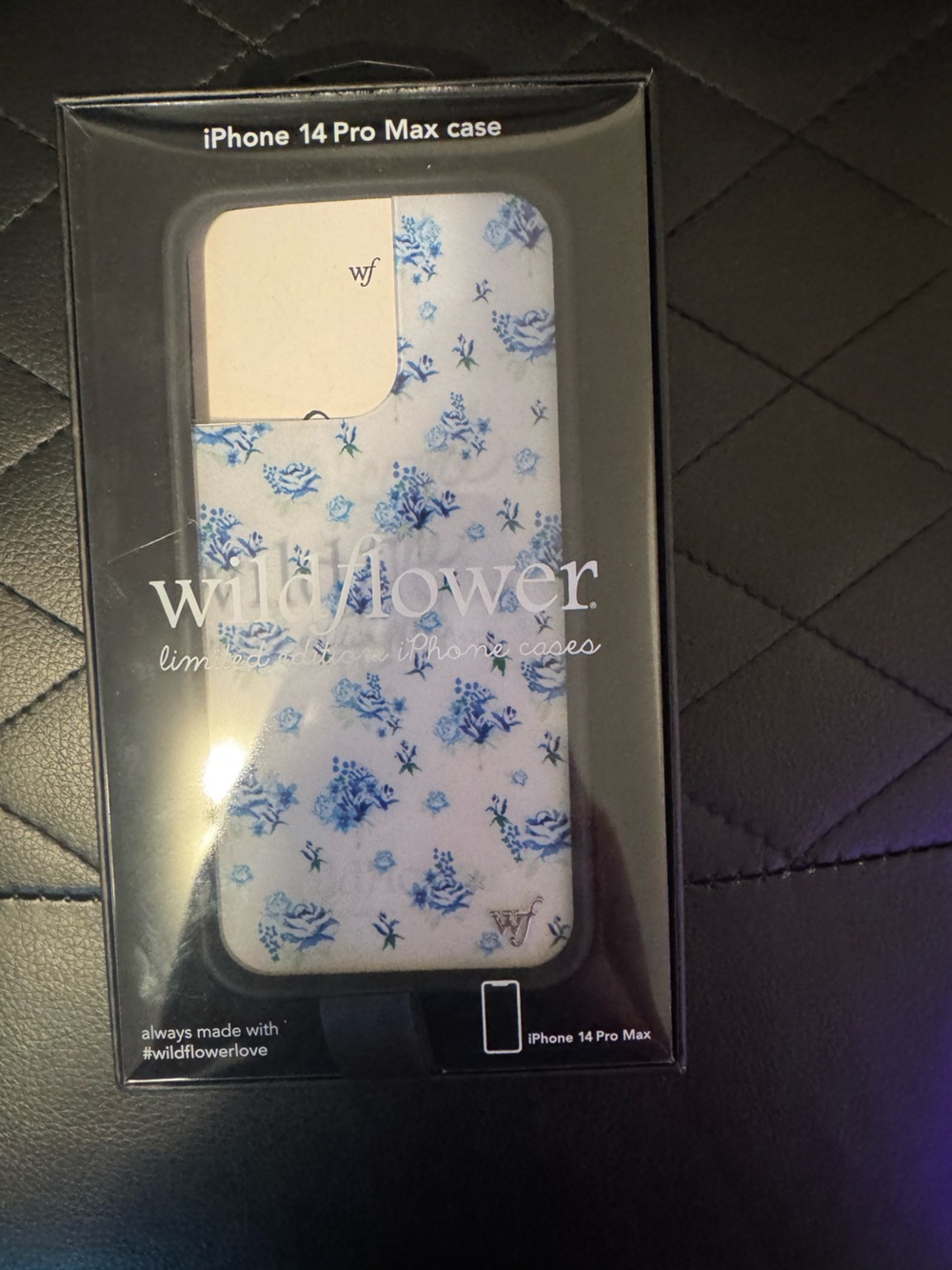 Wildflowers Black and White Branded Floral Phone Case Packaging